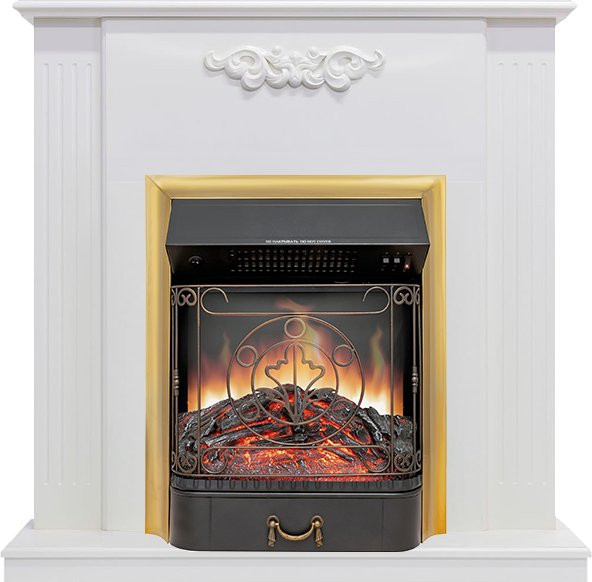 Каминокомплект Capri - Белое дерево делюкс с очагом Majestic FX Brass в Омске