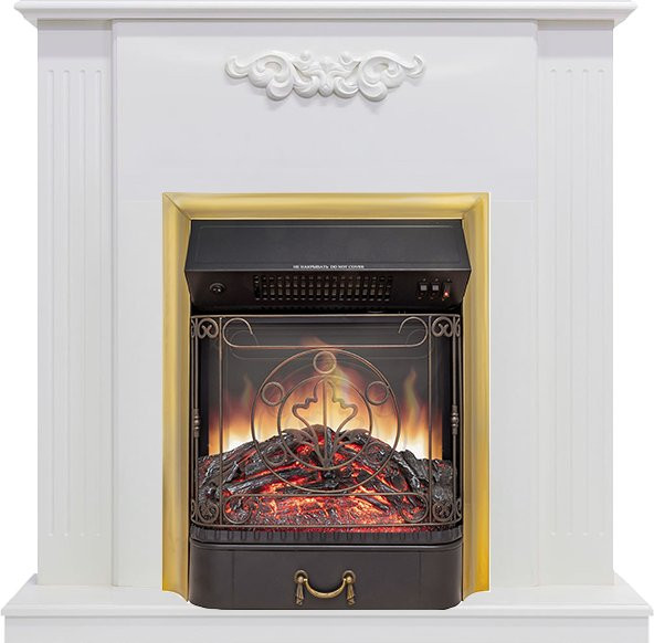 Каминокомплект Capri - Белое дерево делюкс с очагом Majestic FX M Brass в Омске