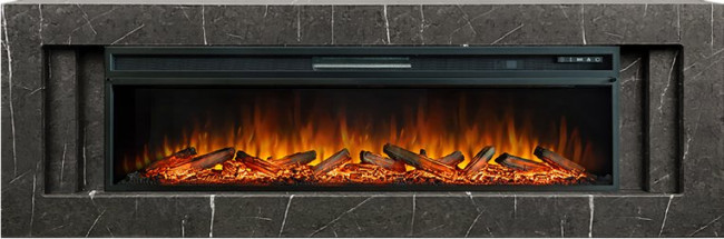 Каминокомплект Line 60 SFT Stone Touch - Серый мрамор с очагом Vision 60 LOG LED в Омске