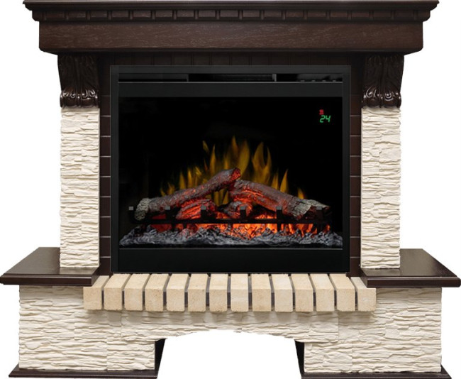 Каминокомплект Pierre Luxe - Темный дуб / Сланец мелкий с очагом Symphony 26'' DF2624L-INT в Омске