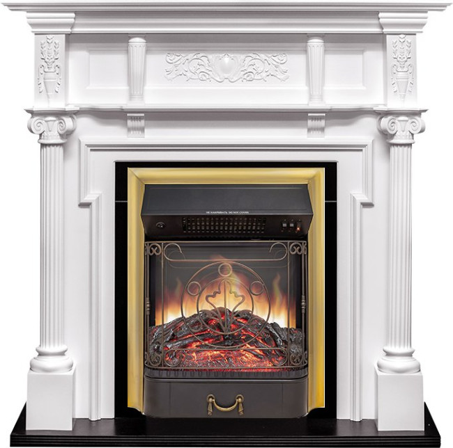 Каминокомплект Oxford - Белый с очагом Majestic FX M Brass в Омске