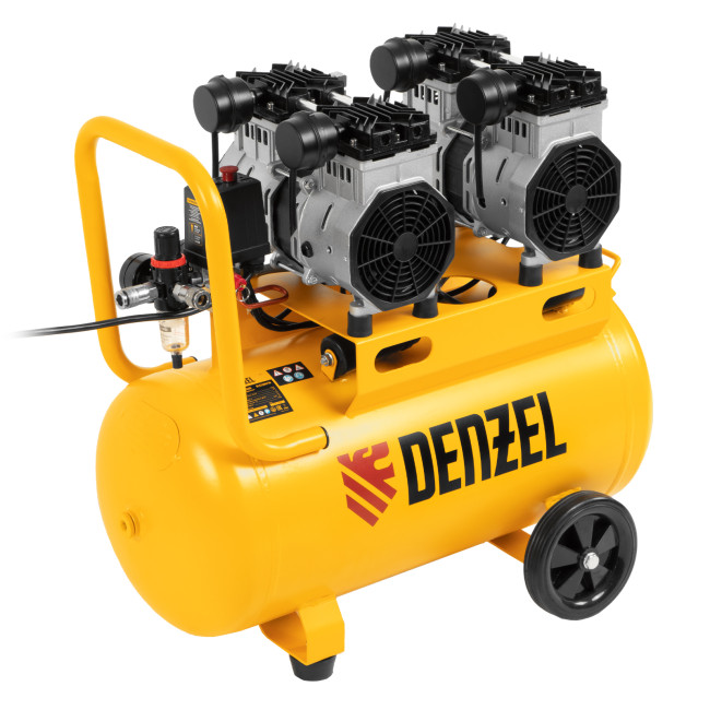 Компрессор безмасляный, малошумный DLS 2200/50, 2200 Вт, 2x1100, 50 л, 380 л/мин Denzel в Омске