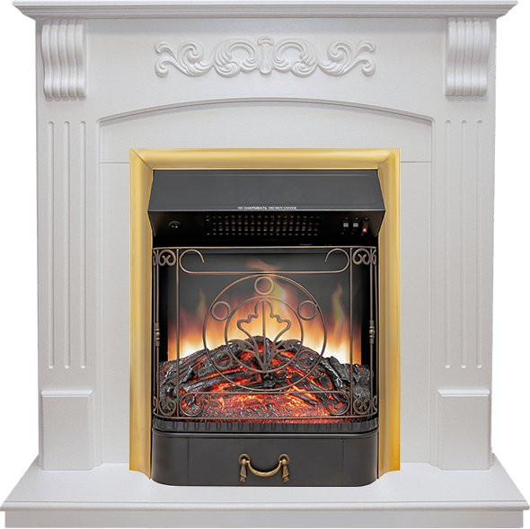 Каминокомплект Sorrento угловой - Белый дуб с очагом Majestic FX Brass в Омске
