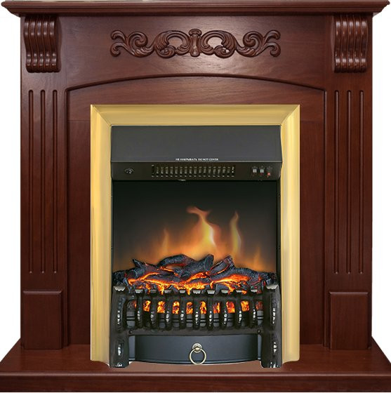 Каминокомплект Sorrento угловой - Орех с очагом Fobos FX Brass в Омске