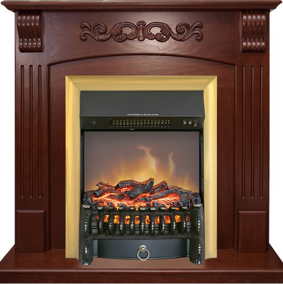 Каминокомплект Sorrento угловой - Орех с очагом Fobos FX M Brass в Омске