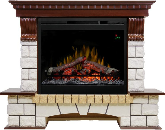Каминокомплект Pierre Luxe - Темный дуб / Белый с очагом Symphony 26'' DF2624L-INT в Омске