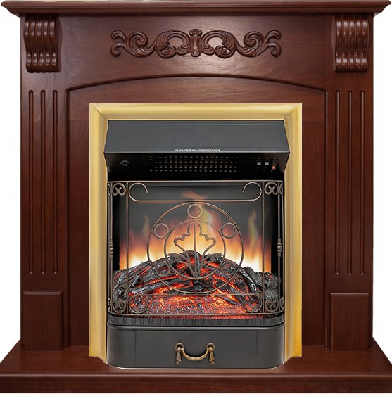 Каминокомплект Sorrento угловой - Орех с очагом Majestic FX Brass в Омске