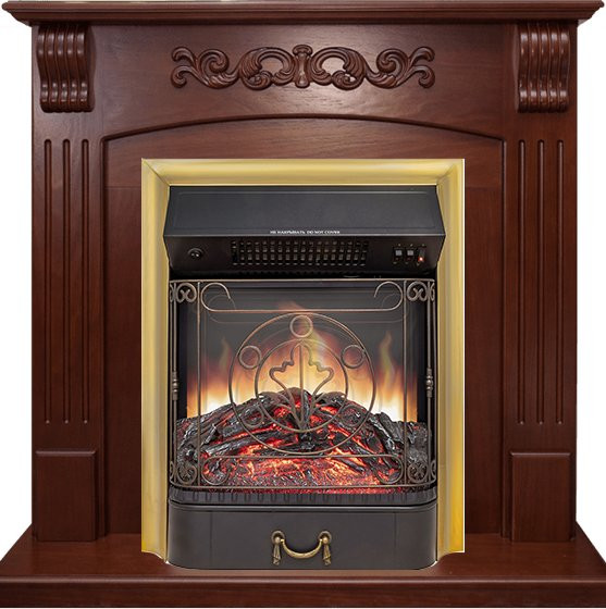 Каминокомплект Sorrento угловой - Орех с очагом Majestic FX M Brass в Омске