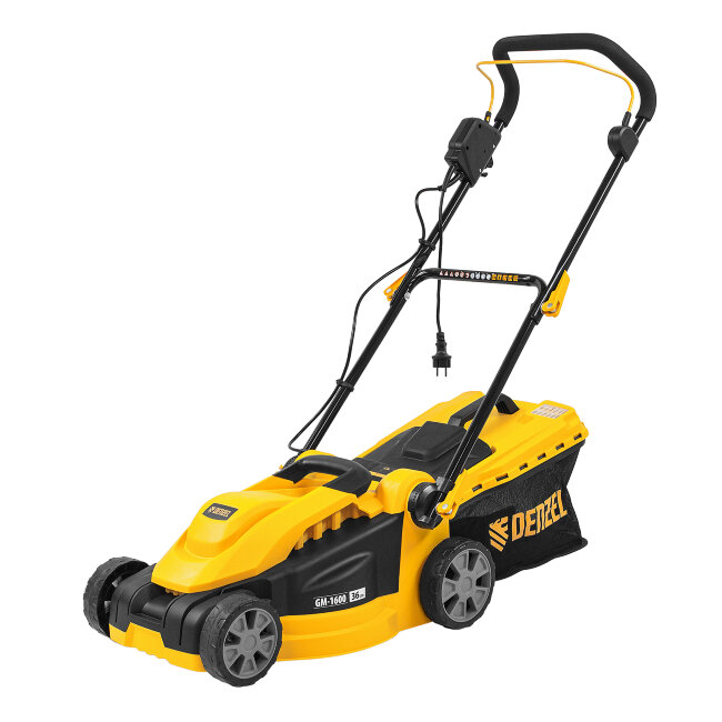 Газонокосилка электрическая GM-1600, 1600 Вт, ширина 36 см, 3 уровя, травосборник 35 л. Denzel в Омске