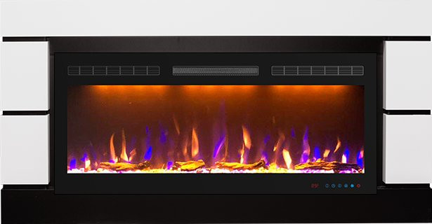 Каминокомплект Modern 42 - Белый с черным (Ширина 1395 мм) с очагом Crystal 40 RF в Омске