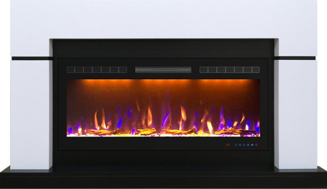 Каминокомплект Lindos - Белый с черным (Ширина 1470мм) с очагом Crystal 40 RF в Омске