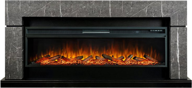 Каминокомплект Lindos 60 SFT - Серый мрамор с очагом Vision 60 LOG LED в Омске