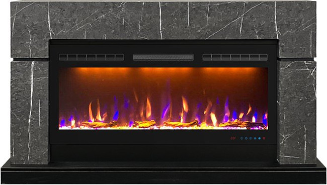 Каминокомплект Lindos 42 SFT - Серый мрамор (Ширина 1470мм) с очагом Crystal 40 RF в Омске