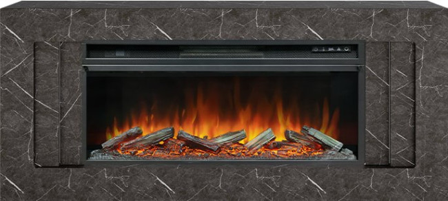 Каминокомплект Line 42 SFT Stone Touch (Разборный) - Серый мрамор с очагом Vision 42 LOG LED в Омске