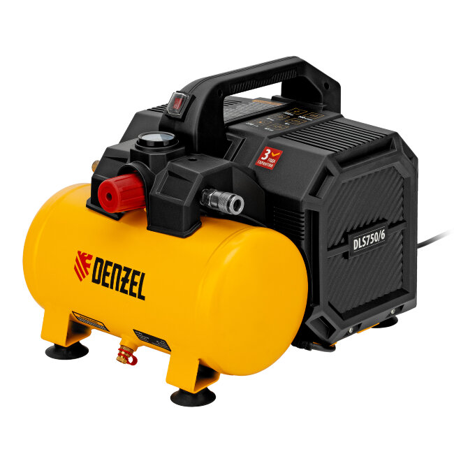 Компрессор  DLS750/6 безмасляный малошумный 750 Вт, 140 л/мин,ресивер 6 л Denzel в Омске